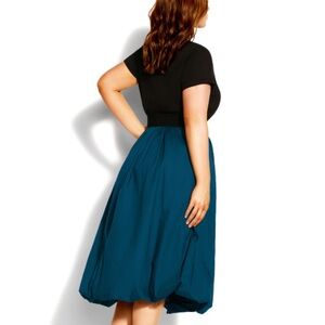 City Chic Paris Days Dress in Teal